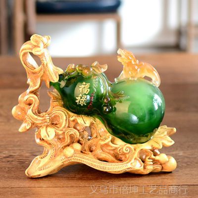 翠玉葫蘆中式擺件 招財(cái)辟邪與家居美學(xué)的完美融合